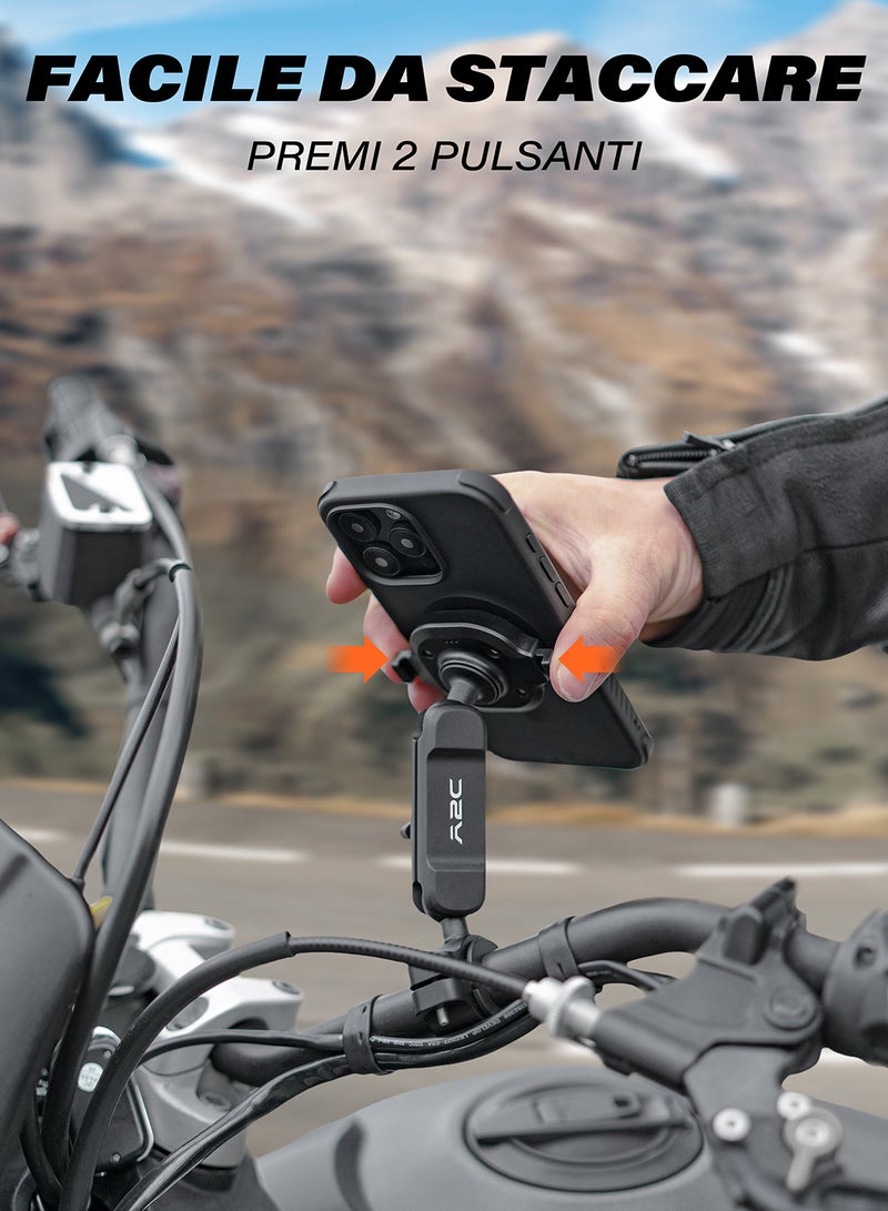A2C One Lock System Motorcycle Phone Mount with MagSafe Phone Case, 1S Lock & Release Motorcycle Handlebar Phone Holder for iPhone 15 Pro Max Only - Image 5